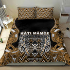 Aotearoa Kati Mamoe Bedding Set Maori Brown Tribal Paua Shell Pattern