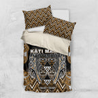 Aotearoa Kati Mamoe Bedding Set Maori Brown Tribal Paua Shell Pattern