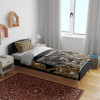 Aotearoa Kati Mamoe Bedding Set Maori Brown Tribal Paua Shell Pattern