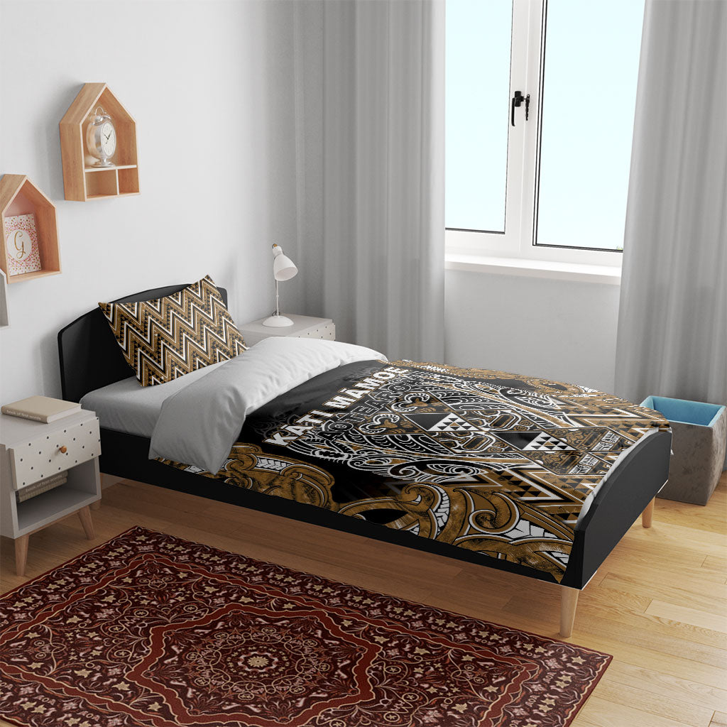 Aotearoa Kati Mamoe Bedding Set Maori Brown Tribal Paua Shell Pattern