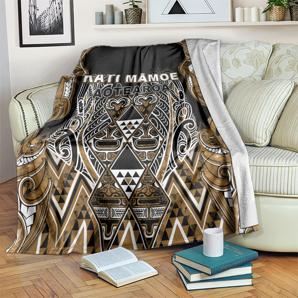 Aotearoa Kati Mamoe Blanket Maori Brown Tribal Paua Shell Pattern