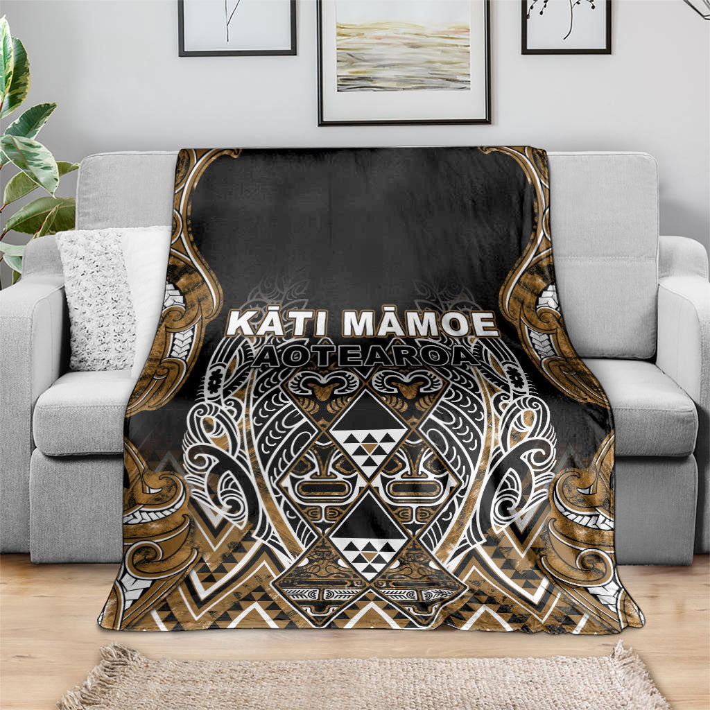 Aotearoa Kati Mamoe Blanket Maori Brown Tribal Paua Shell Pattern