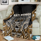 Aotearoa Kati Mamoe Blanket Maori Brown Tribal Paua Shell Pattern