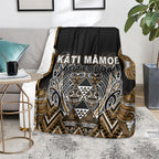 Aotearoa Kati Mamoe Blanket Maori Brown Tribal Paua Shell Pattern