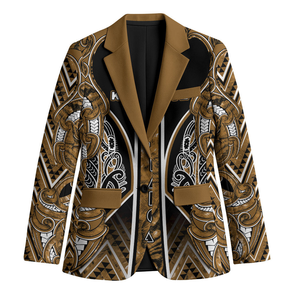 Aotearoa Kati Mamoe Blazer Maori Brown Tribal Paua Shell Pattern