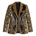 Aotearoa Kati Mamoe Blazer Maori Brown Tribal Paua Shell Pattern