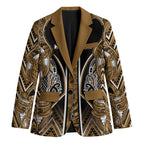 Aotearoa Kati Mamoe Blazer Maori Brown Tribal Paua Shell Pattern