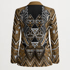 Aotearoa Kati Mamoe Blazer Maori Brown Tribal Paua Shell Pattern