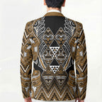 Aotearoa Kati Mamoe Blazer Maori Brown Tribal Paua Shell Pattern