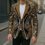 Aotearoa Kati Mamoe Blazer Maori Brown Tribal Paua Shell Pattern