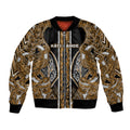 Aotearoa Kati Mamoe Bomber Jacket Maori Brown Tribal Paua Shell Pattern