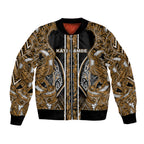 Aotearoa Kati Mamoe Bomber Jacket Maori Brown Tribal Paua Shell Pattern