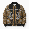 Aotearoa Kati Mamoe Bomber Puffer Jacket Maori Brown Tribal Paua Shell Pattern