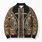 Aotearoa Kati Mamoe Bomber Puffer Jacket Maori Brown Tribal Paua Shell Pattern