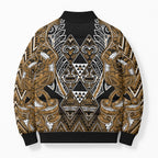 Aotearoa Kati Mamoe Bomber Puffer Jacket Maori Brown Tribal Paua Shell Pattern