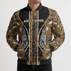 Aotearoa Kati Mamoe Bomber Puffer Jacket Maori Brown Tribal Paua Shell Pattern