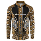 Aotearoa Kati Mamoe Button Sweatshirt Maori Brown Tribal Paua Shell Pattern