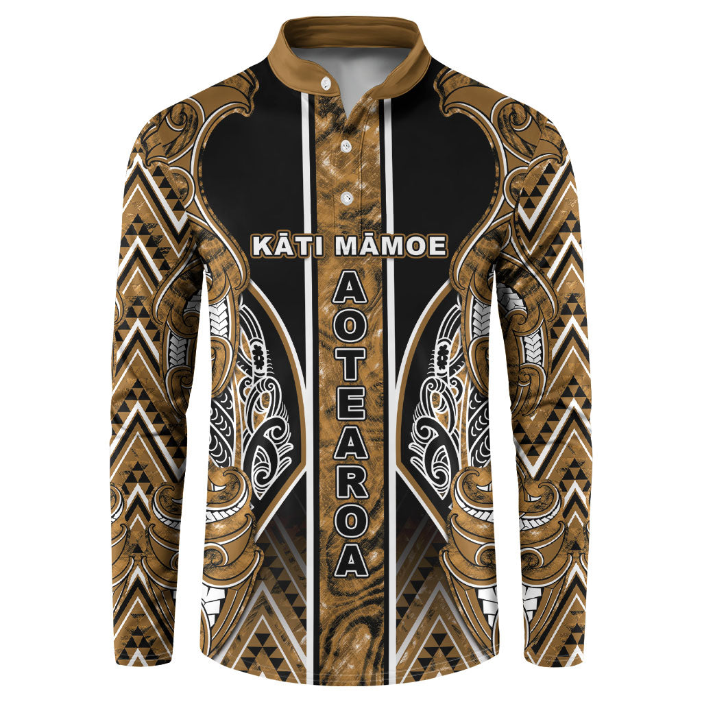 Aotearoa Kati Mamoe Button Sweatshirt Maori Brown Tribal Paua Shell Pattern
