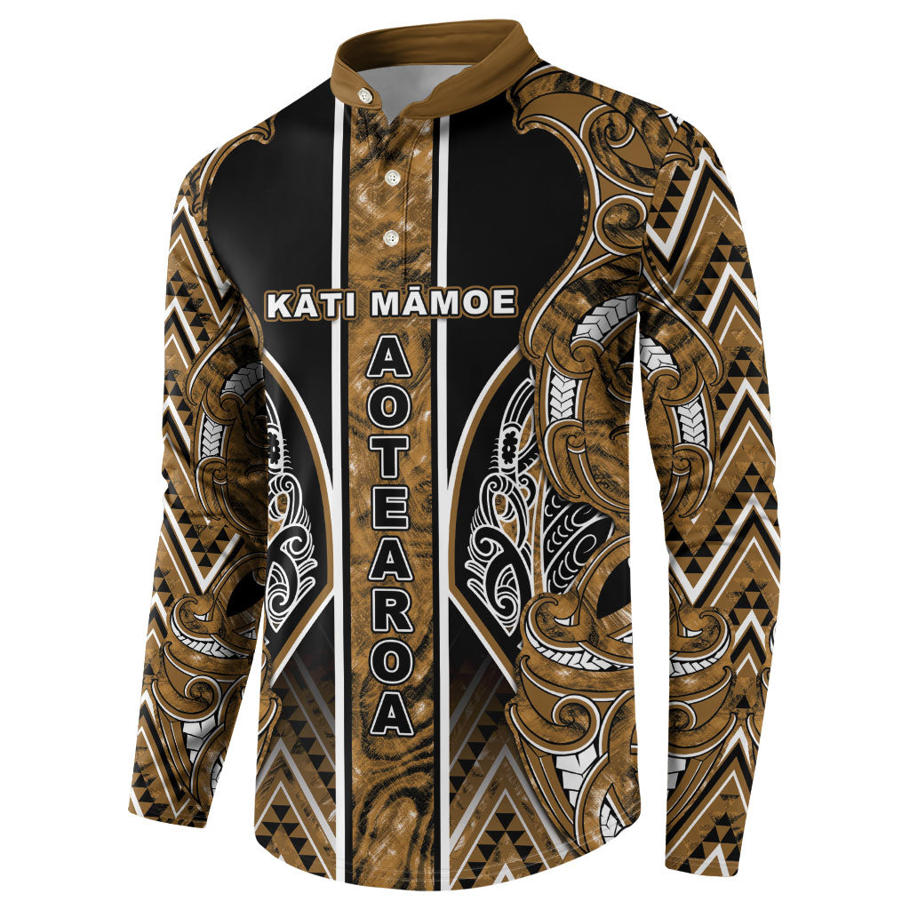 Aotearoa Kati Mamoe Button Sweatshirt Maori Brown Tribal Paua Shell Pattern