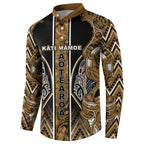 Aotearoa Kati Mamoe Button Sweatshirt Maori Brown Tribal Paua Shell Pattern