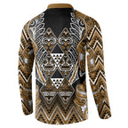 Aotearoa Kati Mamoe Button Sweatshirt Maori Brown Tribal Paua Shell Pattern