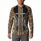 Aotearoa Kati Mamoe Button Sweatshirt Maori Brown Tribal Paua Shell Pattern