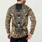 Aotearoa Kati Mamoe Button Sweatshirt Maori Brown Tribal Paua Shell Pattern