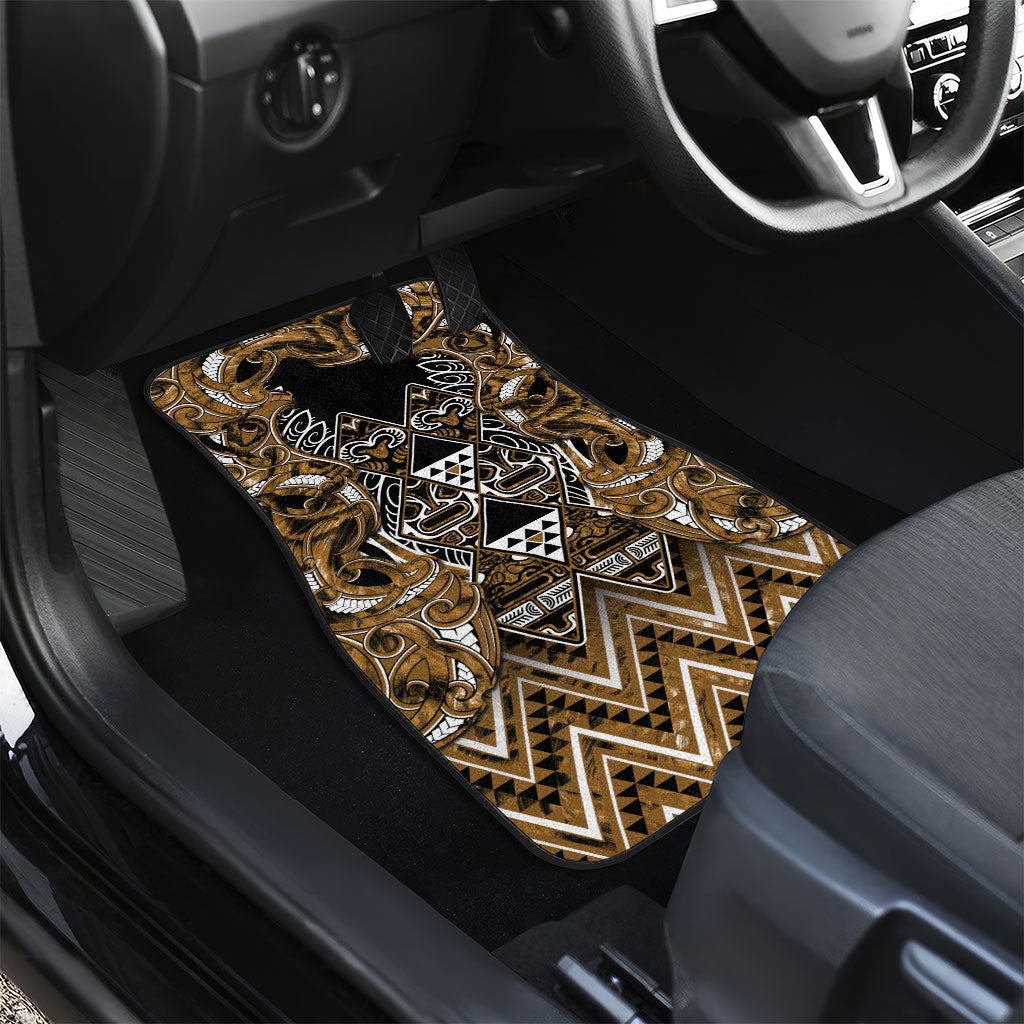 Aotearoa Kati Mamoe Car Mats Maori Brown Tribal Paua Shell Pattern