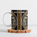 Aotearoa Kati Mamoe Ceramic Mug Maori Brown Tribal Paua Shell Pattern