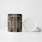 Aotearoa Kati Mamoe Ceramic Mug Maori Brown Tribal Paua Shell Pattern