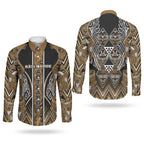 Aotearoa Kati Mamoe Couples Matching Long Sleeve Bodycon Dress and Long Sleeve Button Shirt Maori Brown Tribal Paua Shell Pattern
