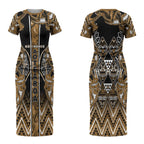 Aotearoa Kati Mamoe Couples Matching Short Sleeve Bodycon Dress and Hawaiian Shirt Maori Brown Tribal Paua Shell Pattern