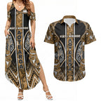 Aotearoa Kati Mamoe Couples Matching Summer Maxi Dress and Hawaiian Shirt Maori Brown Tribal Paua Shell Pattern