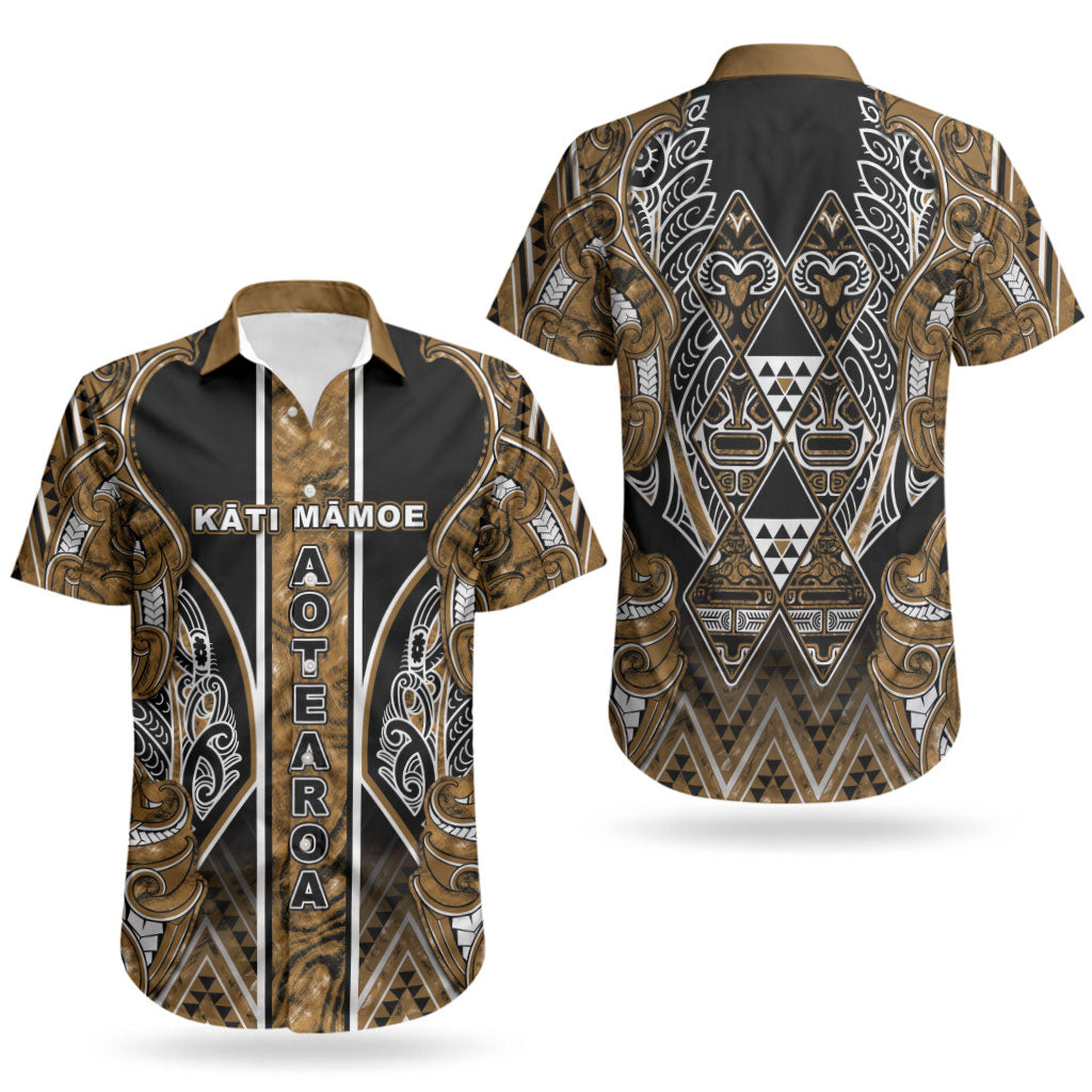 Aotearoa Kati Mamoe Couples Matching Summer Maxi Dress and Hawaiian Shirt Maori Brown Tribal Paua Shell Pattern