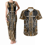 Aotearoa Kati Mamoe Couples Matching Tank Maxi Dress and Hawaiian Shirt Maori Brown Tribal Paua Shell Pattern