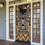 Aotearoa Kati Mamoe Door Cover Maori Brown Tribal Paua Shell Pattern