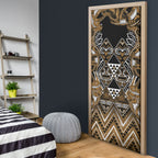 Aotearoa Kati Mamoe Door Cover Maori Brown Tribal Paua Shell Pattern
