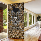 Aotearoa Kati Mamoe Door Cover Maori Brown Tribal Paua Shell Pattern