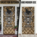 Aotearoa Kati Mamoe Door Cover Maori Brown Tribal Paua Shell Pattern