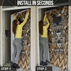 Aotearoa Kati Mamoe Door Cover Maori Brown Tribal Paua Shell Pattern