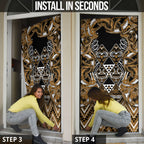 Aotearoa Kati Mamoe Door Cover Maori Brown Tribal Paua Shell Pattern