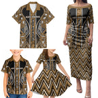 Aotearoa Kati Mamoe Family Matching Puletasi and Hawaiian Shirt Maori Brown Tribal Paua Shell Pattern