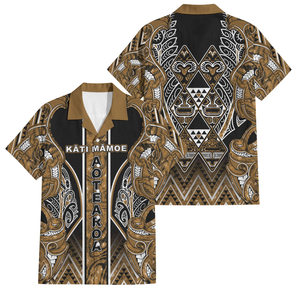 Aotearoa Kati Mamoe Family Matching Puletasi and Hawaiian Shirt Maori Brown Tribal Paua Shell Pattern