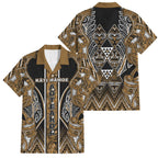 Aotearoa Kati Mamoe Family Matching Summer Maxi Dress and Hawaiian Shirt Maori Brown Tribal Paua Shell Pattern