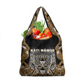 Aotearoa Kati Mamoe Grocery Bag Maori Brown Tribal Paua Shell Pattern