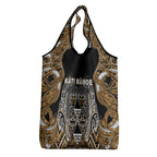 Aotearoa Kati Mamoe Grocery Bag Maori Brown Tribal Paua Shell Pattern
