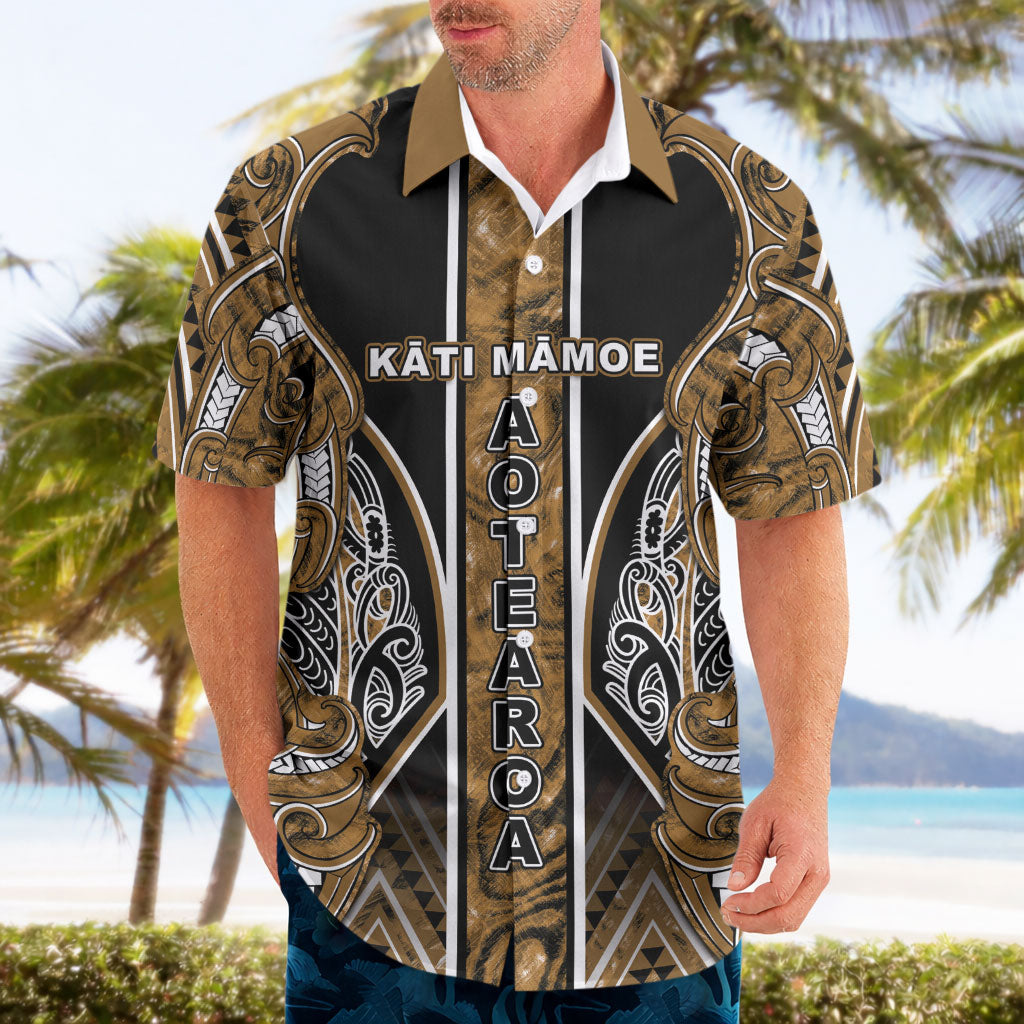 Aotearoa Kati Mamoe Hawaiian Shirt Maori Brown Tribal Paua Shell Pattern