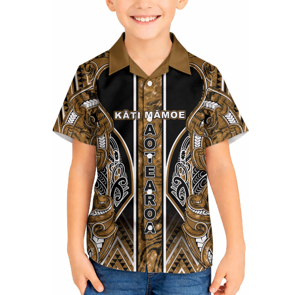 Aotearoa Kati Mamoe Hawaiian Shirt Maori Brown Tribal Paua Shell Pattern