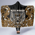 Aotearoa Kati Mamoe Hooded Blanket Maori Brown Tribal Paua Shell Pattern