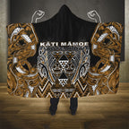 Aotearoa Kati Mamoe Hooded Blanket Maori Brown Tribal Paua Shell Pattern